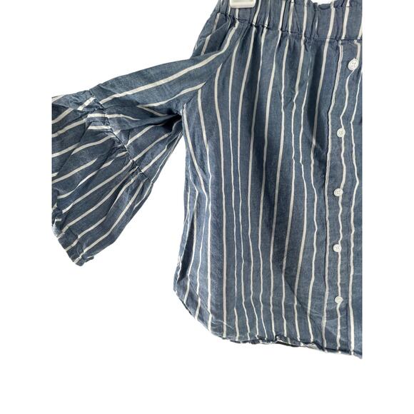 Hint of Blush Blue Striped Off-The-Shoulder Blouse Women's Size Small - Picture 4 of 6